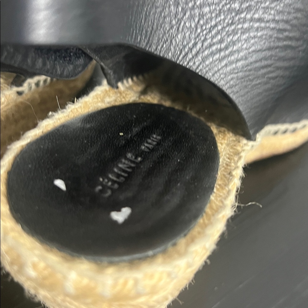 Celine Paris Size Euro 36 Black Leather Wedge Sandals - Picture 14 of 14